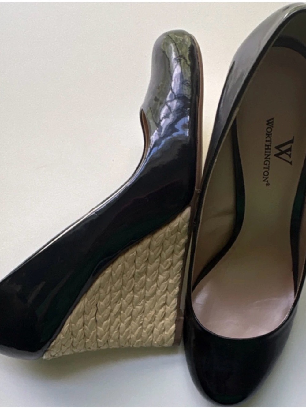 Worthington‎ Black Patent Wedge Espadrille Heels